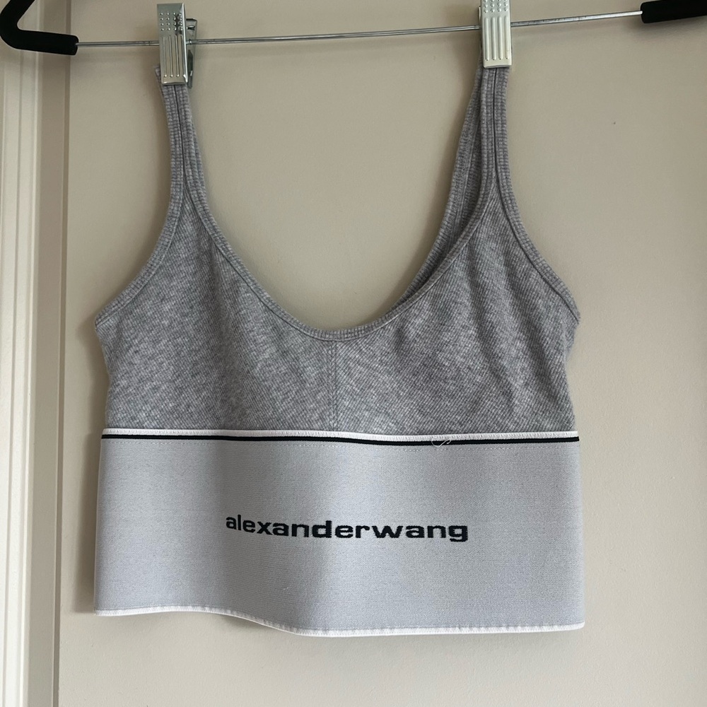 Alexander Wang Logo Crop Top Tank – Grey